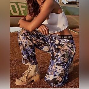 Free People Memorize Me Multicolor Print Track Cargo Pant Festival Pockets